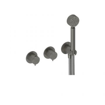 Baterie dus incastrata Sanycces Pool termostatata cu para dus si 2 cai, raw metal - Culoare Gri inchis