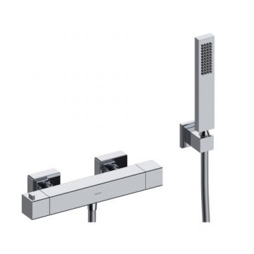 Baterie dus Sanycces Cubo termostatata cu para de dus, crom - Culoare Crom