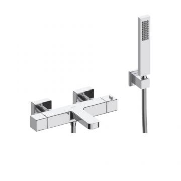 Baterie dus Sanycces Cubo termostatata cu para de dus, crom - Culoare Crom