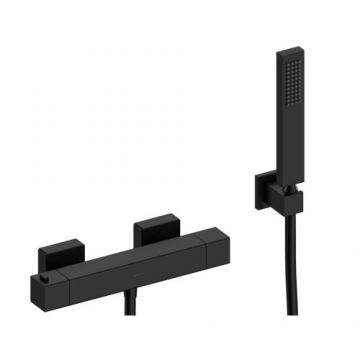 Baterie dus Sanycces Cubo termostatata cu para de dus, negru mat - Culoare Negru