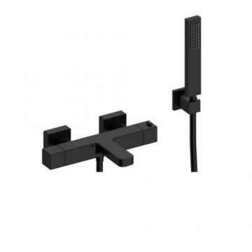 Baterie dus Sanycces Cubo termostatata cu para de dus, negru mat - Culoare Negru