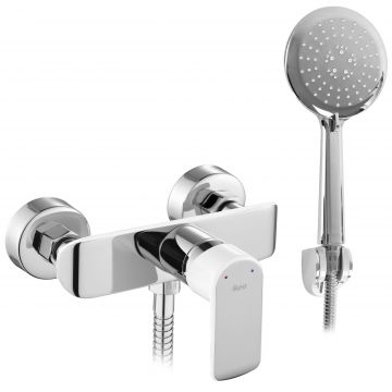 Baterie pentru dus Rea Bloom, argintiu lucios cu alb