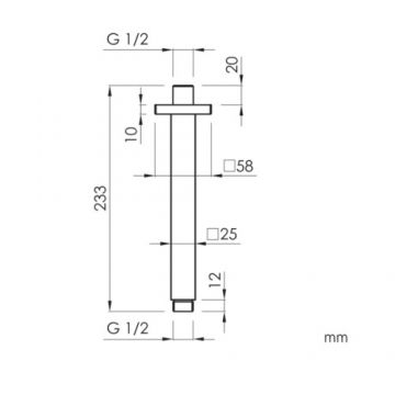 Brat de dus Sanycces Cubo pentru tavan, negru mat