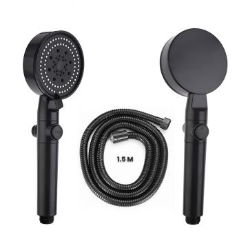 Cap de Dus Premium cu Buton Oprire-Pornire, 3 Moduri de Presiune,Furtun 1.5m - Default Title