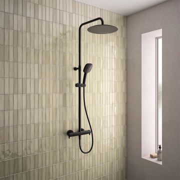 Coloana de dus, Blautherm, telescopica, para rotunda de 30 cm, negru mat, Ramon Soler