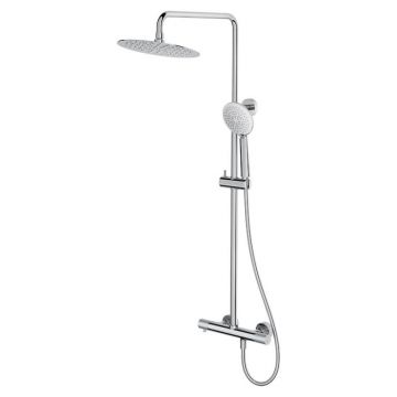 Coloana de dus cu termostat si dus de ploaie crom, Cersanit Zen