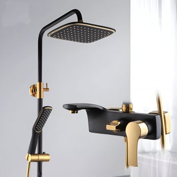 Coloana de Dus Smart,3 Moduri de Pulverizare,Auriu Intens Cu Negru - Default Title