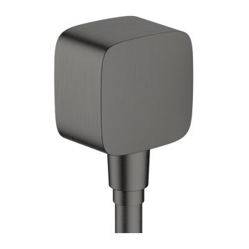 Cot conector dus Hansgrohe FixFit cu valva antireflux negru - crom periat