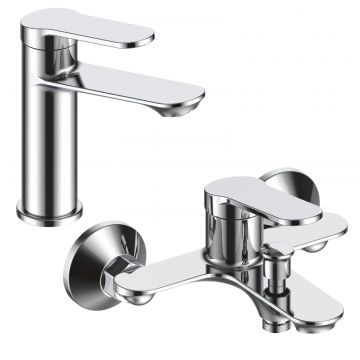 Pachet baterie Cada dus + Lavoar La Brocca Milano, Monocomanda, Design slim, Montaj pe perete, Economie de apa, Usor de curatat si instalat, alama