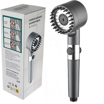 Para Tip Cap de Dus Premium 4 In 1, Buton Oprire-Pornire Jet,Gri - Default Title