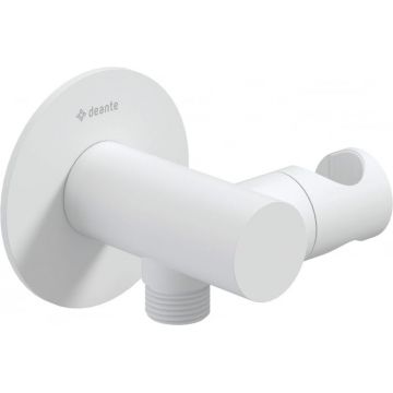 Racord unghiular pentru furtun de dus, cu suport, allb, Deante Silia