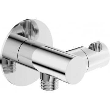 Racord unghiular pentru furtun de dus, cu suport, otel, Deante Silia