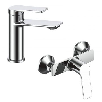 Set baterie Lavoar + Dus La Brocca ROMA, Monocomanda, Design slim, Economie de apa, Silentioasa, Usor de curatat si instalat, alama sanitara, Finisaj