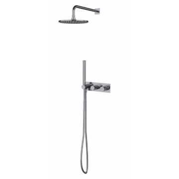 Set de dus cu baterie incastrata, corp incastrat, diametru 25 cm, crom, monocomanda Omnires Contour