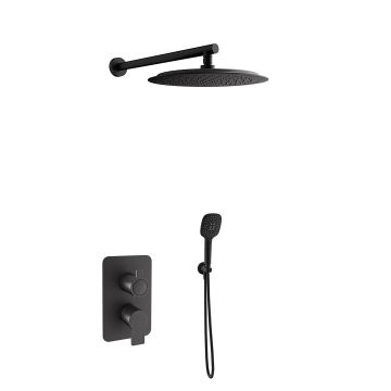 Set de dus incastrat, Blautherm, cu termostat, para rotunda de 24 cm, negru mat, Ramon Soler
