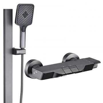 Set de dus RAIZ Origins CORE, 2 functii, Presiune ridicata, Jet reglabil, Montare rapida, Para de dus, Negru Mat