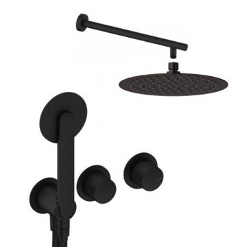 Sistem de dus incastrat Sanycces Dedal cu 2 cai, negru mat - Culoare Negru