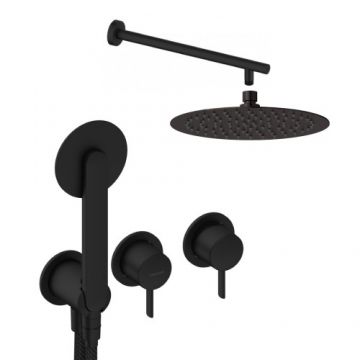 Sistem de dus incastrat Sanycces Dedal cu 2 cai, negru mat - Culoare Negru