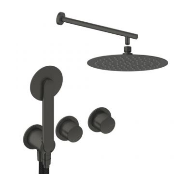 Sistem de dus incastrat Sanycces Dedal cu 2 cai, raw metal - Culoare Gri inchis