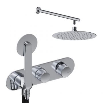 Sistem de dus incastrat Sanycces Dedal plisat cu 2 cai, crom - Culoare Crom