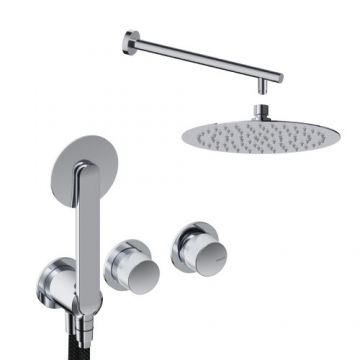 Sistem de dus incastrat Sanycces Dedal plisat cu 2 cai, crom - Culoare Crom