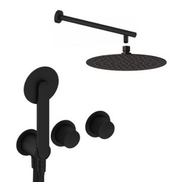 Sistem de dus incastrat Sanycces Dedal plisat cu 2 cai, negru mat - Culoare Negru