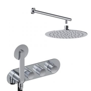 Sistem de dus incastrat Sanycces Dedal plisat termostatat cu 2 cai, crom - Culoare Crom