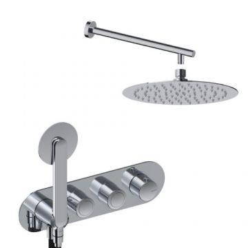 Sistem de dus incastrat Sanycces Dedal termostatat cu 2 cai, crom - Culoare Crom