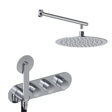 Sistem de dus incastrat Sanycces Dedal termostatat cu 2 cai, crom - Culoare Crom
