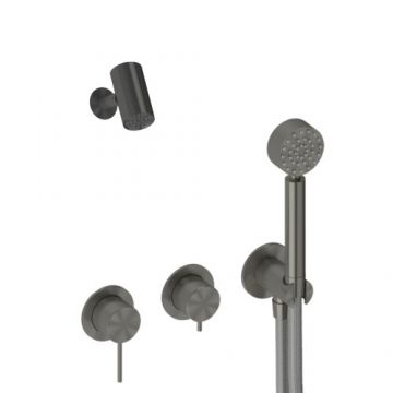 Sistem de dus incastrat Sanycces Pool cu 2 cai, raw metal - Culoare Gri inchis