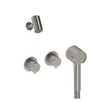 Sistem de dus incastrat Sanycces Pool termostatat cu 2 cai, nichel periat - Culoare Gri