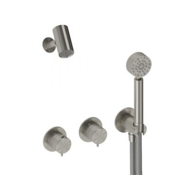 Sistem de dus incastrat Sanycces Pool termostatat cu 2 cai, nichel periat - Culoare Gri