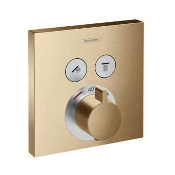 Baterie de dus cu termostat si 2 iesiri Hansgrohe Select bronz satinat