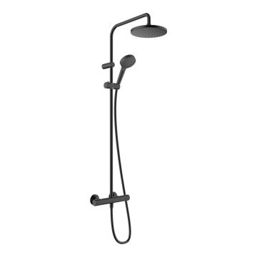 Coloana de dus termostatata Hansgrohe Vernis Blend 200 negru mat