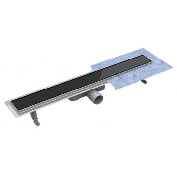 Pachet rigola de dus Besco Virgo Black cu capac sticla neagra 70cm Pachet rigola de dus Besco Virgo Black cu capac sticla neagra 70cm