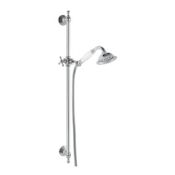 Set de dus Ferro Retro Old Bronze cu bara si suport culisant crom