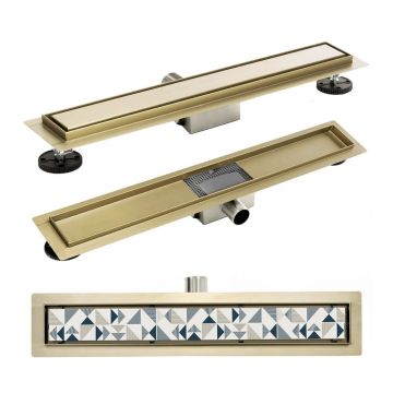 Set rigola pentru dus plus capac 70 cm Rea Neo Pure auriu periat