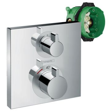 Baterie dus termostatata Hansgrohe Ecostat Square cu montaj incastrat 2 functii si iBox inclus