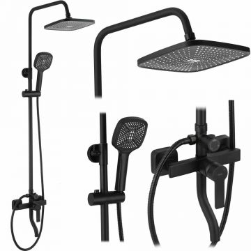 Coloana de dus cu baterie monocomanda negru mat Rea Argus