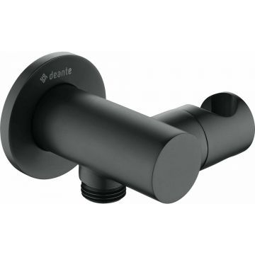 Conector furtun Deante Cascada negru cu suport dus rotund