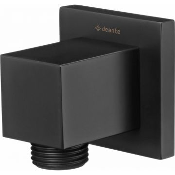 Conector furtun patrat Deante Cascada negru cu suport dus