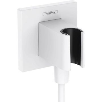 Cot conector dus cu suport para Hansgrohe Fixfit E alb mat