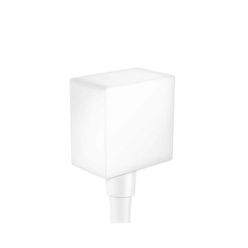 Cot conector dus Hansgrohe FixFit Square alb mat