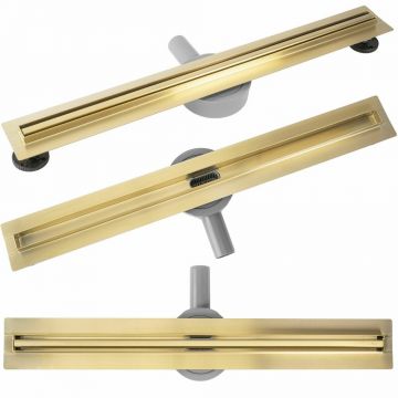 Set rigola pentru dus plus capac auriu periat Rea Neox Slim Pro 90 cm