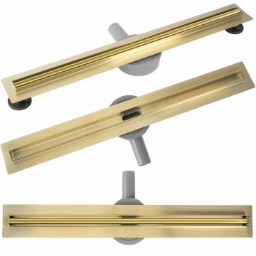 Set rigola pentru dus plus capac auriu Rea Neox Slim Pro 80 cm