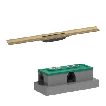 Set rigola pentru dus plus capac Hansgrohe RainDrain Flex ajustabil bronz periat 80 cm