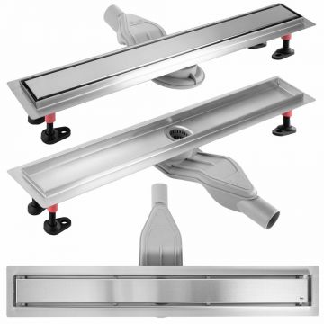 Set rigola pentru dus plus capac inox periat Rea Neox Superflow 80 cm