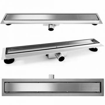 Set rigola pentru dus plus capac inox periat Rea Pure Neo Nickel 100 cm