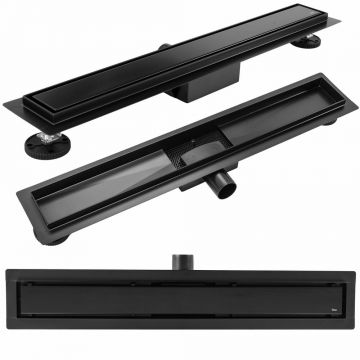 Set rigola pentru dus plus capac negru mat Rea Neo Pure 80 cm