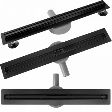 Set rigola pentru dus plus capac negru Rea Neox 80 cm